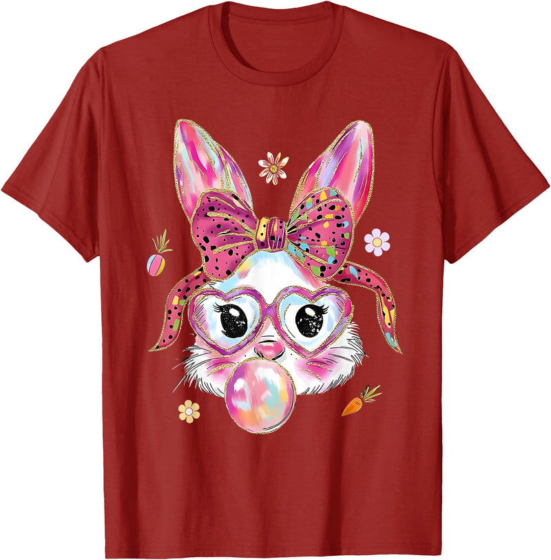 Women Girls Kids Rabbit T-Shirt in Cranberry Red