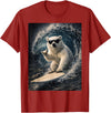 White Bear Surfing Waves Funny Animal Apparel Funny Polar Bear Surfer Catching Waves | Shaka Funny Animal T-Shirt - Cranberry Red