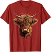 Cute Scottish Highlander Cattle Designs Scottish Highland Cow Messy Bun Scottish Highlander Cow T-Shirt - Cranberry Red