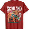 Funny Scottish Highland Cow Scotland is Calling and I Must go Scottish Highland Cow T-Shirt - Cranberry Red