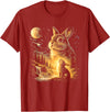 Bunny Howling to the Moon Vintage 90s Animal Easter Day T-Shirt in Cranberry Red