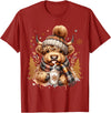 Highland Cow Land of NYC Cute Highland Cow Christmas Trees Winter Hot Cocoa Chocolate T-Shirt - Cranberry Red