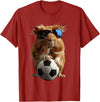 Animal Soccer Design Guinea Pig Soccer T-Shirt - Cranberry Red