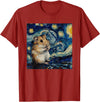 Hamster Van Gogh Style Starry Night T-Shirt - Cranberry Red