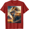 African Safari Lion Savanna Wildlife African Safari Lion Double Exposure Savanna Wildlife T-Shirt - Cranberry Red