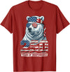 Patriotic Bear Freedom Anniversary Celebration Polar Bear 250 Years of Independence Patriotic America 1776 T-Shirt - Cranberry Red