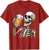Halloween Skull Skeleton Drinking Beer Funny Kids Skeleton Drinking Beer Halloween Spooky Season Mens Womens T-Shirt -