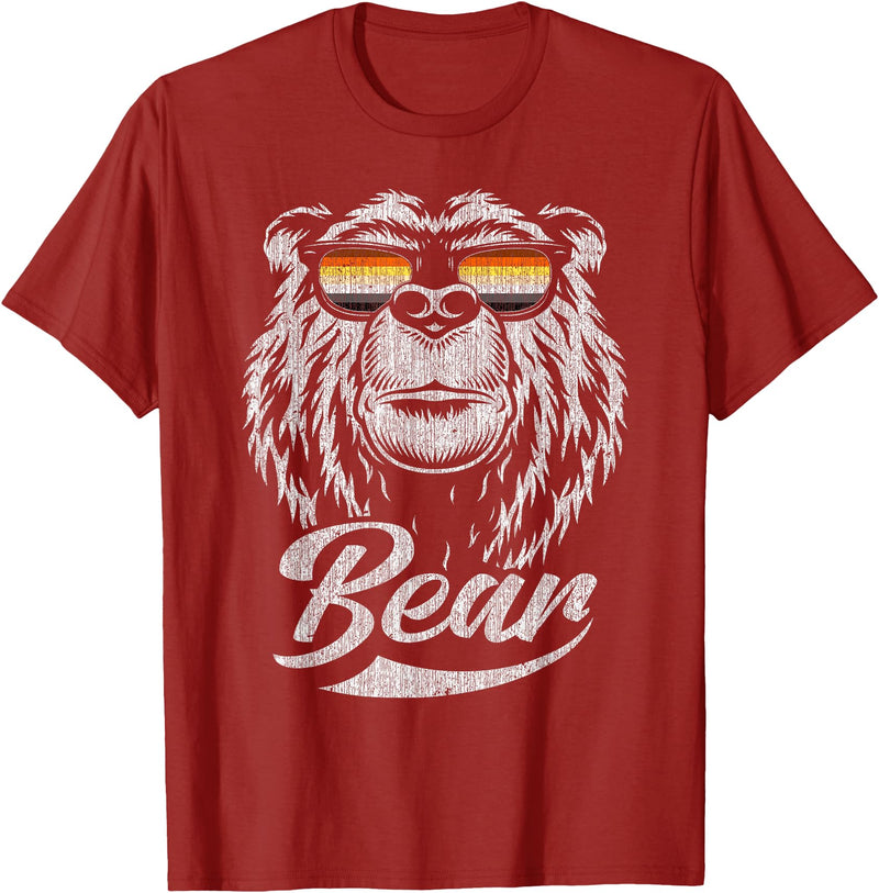 Bear Gay Pride by Content Design Studio Gay Bear Community Bear with Glasses T-Shirt - Cranberry Red