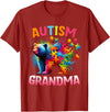 Colorful Rainbow Family Bear Autism Awareness Autism Grandma Colorful Rainbow Grandma Bear Autism T-Shirt - Cranberry Red