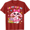 Happy Easter Coquette Easter Egg Rabbit Bunny Women Girl Kid T-Shirt in Cranberry Red