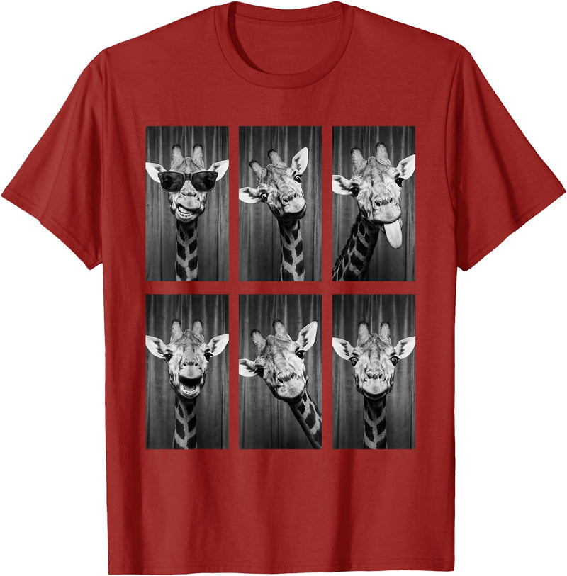 Funny Giraffe Animal Photobooth Giraffe Photobooth Funny Safari Animal Portrait T-Shirt - Cranberry Red
