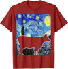 Funny Cow Van Gogh Famous Painting Cow Starry Night Van Gogh Funny Cow Farmer T-Shirt - Cranberry Red