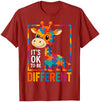 Autism Awareness Giraffe Lover Autism Awareness Giraffe Its Ok to Be Different T-Shirt - Dark Green