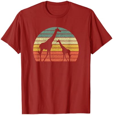 Funny Retro Clothing Vintage Men Women Gifts Retro Giraffe Vintage Design Animal Africa Zoo Giraffes T-Shirt - Red