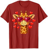 Funny Romantic Animal Cute Giraffe Heart Kawaii Giraffe Heart Glasses Valentine's Day Animal Lovers T-Shirt - Dark Green