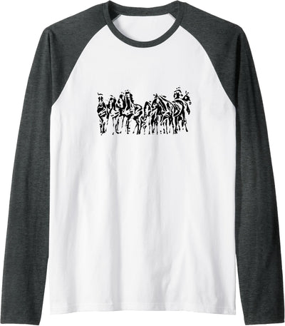 Horses + Girls Women Gift Kids Men Boys Horse Motif Raglan Baseball Tee