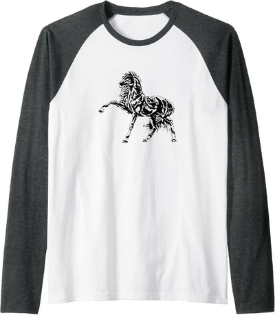 Horses Girls Women Gift + Kids Men Boys Horse Motif Raglan Baseball Tee