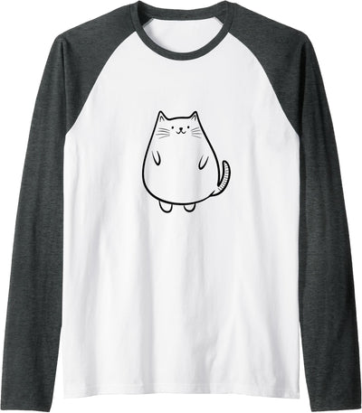 Minimalistic Cat Designs for Cat Lovers Cute Cat Raglan Baseball Tee