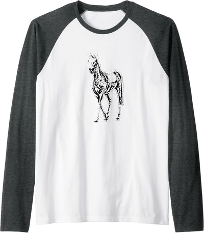 Horses Girls + Women Gift Kids Men Boys Horse Motif Raglan Baseball Tee