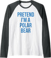 Funny Adult Halloween Tee Shirts Pretend I'm a Polar Bear Shirt Adult Costume Halloween White Raglan Baseball Tee - Dark Heather Grey/White