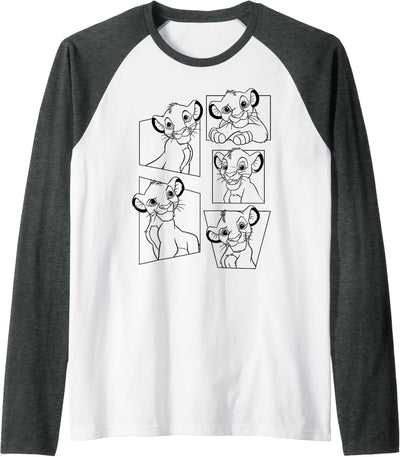 Lion King Simba Portrait Panels Raglan Baseball Tee