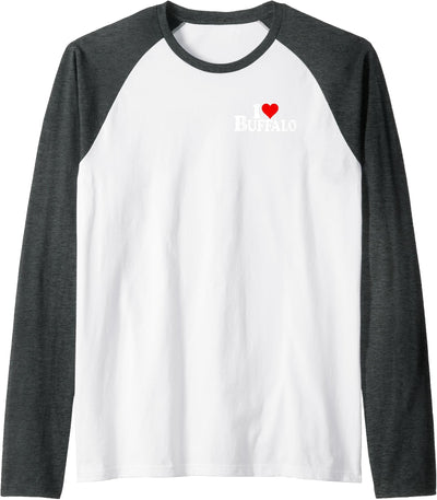 Cow I Love Heart Buffalo Ny Raglan Baseball T-Shirt
