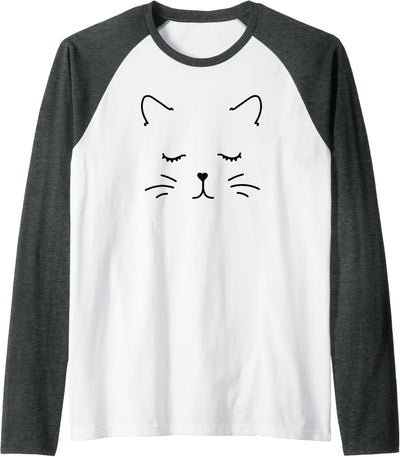 Threadrock Cat Face Raglan Baseball Tee