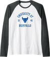 Elite Authentics Buffalo Bulls Stamp White Officially Licensed Raglan Baseball Tee - Dark Heather Grey/White