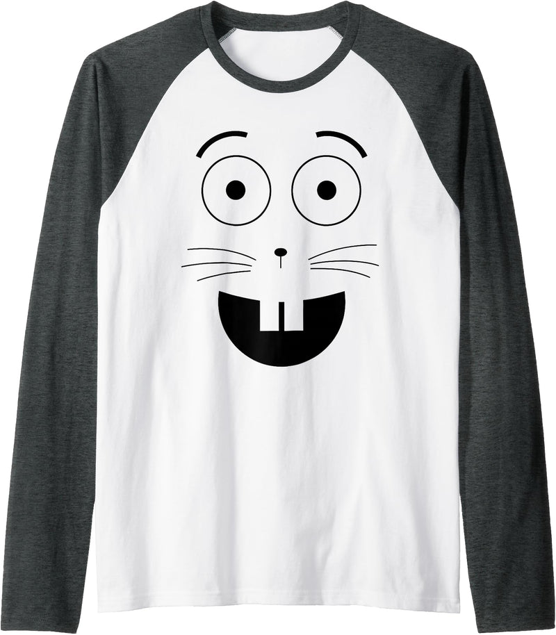 Jasper Rabbit Costume Funny Boo JEE Boojee Meme Raglan Baseball Tee in Dark Heather Grey/White