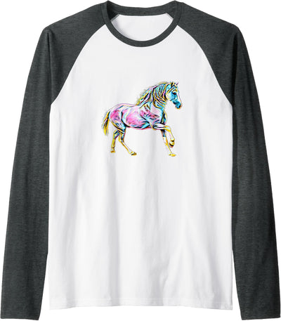 Horses Girls | Women Gift Kids Men Boys Horse Motif Raglan Baseball Tee