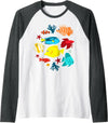 Tropical fishes aquarium under ocean Raglan Baseball Tee - Dark Heather Grey/White
