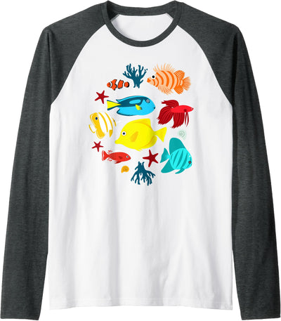 fishes aquarium under ocean Raglan Baseball Tee