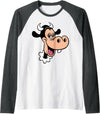 Disney Clarabelle Cow Big Face Costume Raglan Baseball Tee - Dark Heather Grey/White