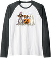 Funny Retro Brittany Spaniel mom Halloween Witch Spooky Ghost Brittany Spaniel Pumpkin Halloween Dog Lover Raglan Baseball