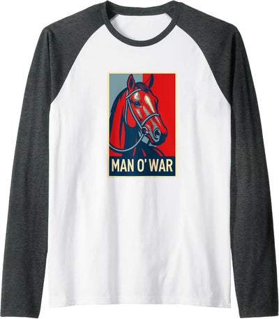 Handicapping Horse Gear Man O' War Horse, Horse Racing, Del Mar, Santa Anita, Horses Raglan Baseball Tee