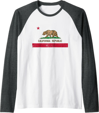 Vintage 1846 California Bear Republic California Flag Raglan Baseball Tee