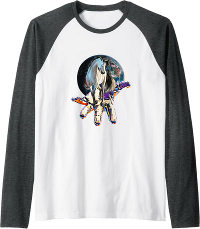 Horses Girls Women - Gift Kids Men Boys Horse Motif Raglan Baseball Tee