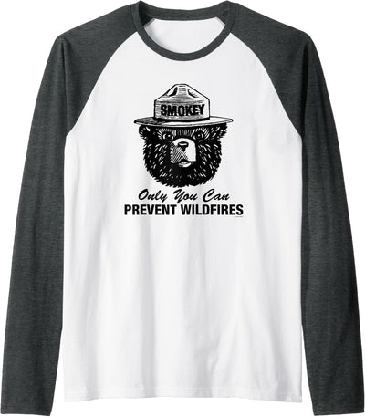 Only You Can Prevent Wildfires Fire Prevention Raglan Baseball Tee