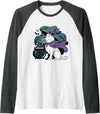 Golden Retriever Witch Dog Halloween Fun Halloween Witch White English Cream Golden Retriever Dog Raglan Baseball Tee - Dark