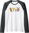 Yogi Bear Marching to the Picnic Raglan Baseball Tee - Dark Heather Grey/White