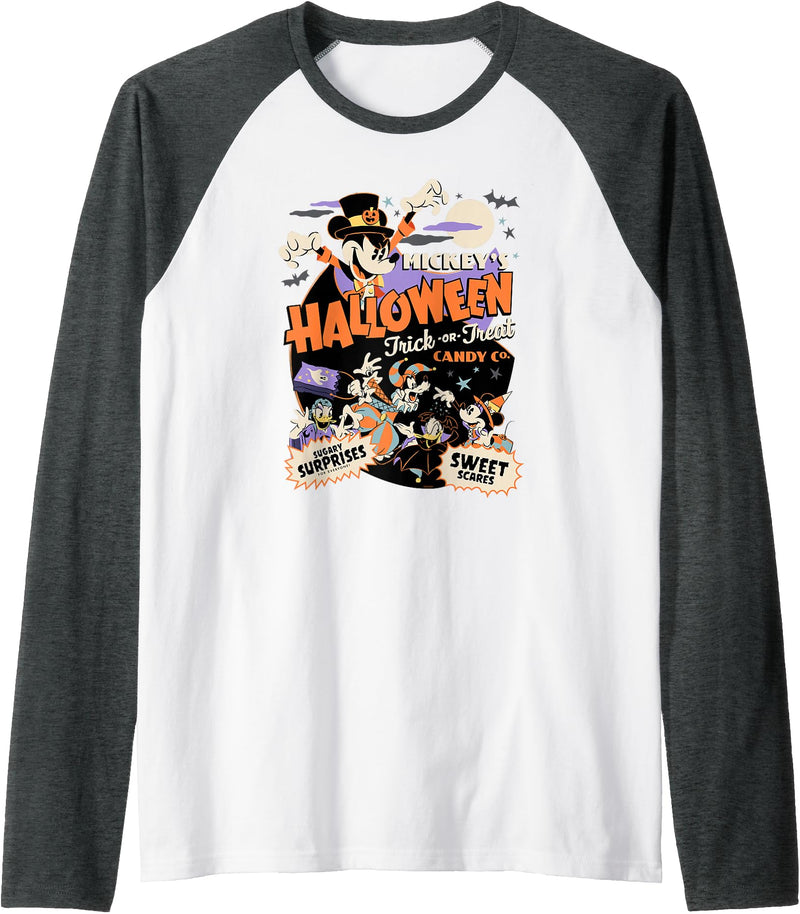Disney Mickey’s Halloween Trick or Treat Candy Co. Raglan Baseball Tee - Dark Heather Grey/White