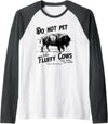 Do Not Pet The Fluffy Cows American Bison Vintage Raglan Baseball Tee - Dark Heather Grey/White