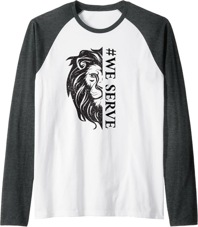 We Serve Lions Vintage Lions club international Raglan Baseball Tee
