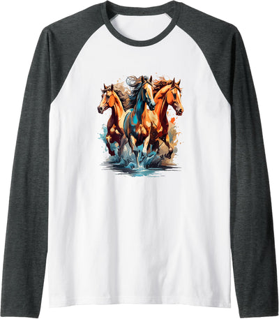 Horse Design Raglan Baseball Tee