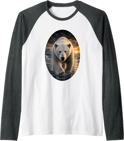 Polar Bear Arctic Wildlife Sunset Nature Polar Bear Lover Raglan Baseball Tee