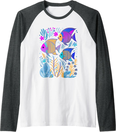 Fish Life Oceanography Tropical Snorkeling Island Sea Diving Raglan Baseball Tee
