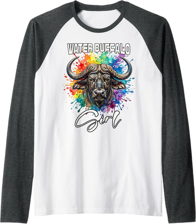 Cow Water Buffalo Women Water Buffaloes Girl Raglan Baseball T-Shirt