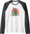 Smokey Bear Retro Smokey Bear Colorful Sunset PSA Raglan Baseball Tee - Dark Heather Grey/White