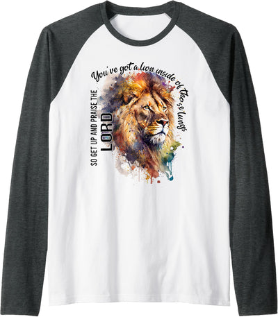 You've Got A Lion Inside Of Those Lungs, Christian Religious Raglan Baseball Tee