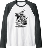 Cute Rabbit Lover Bunny Graphic Raglan Baseball Tee in Dark Heather Grey/White